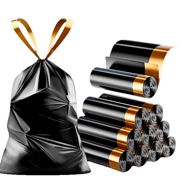 Customized printing high-end drawstring leak proof garbage bag, household convenient high-temperature resistant plastic garbage bag